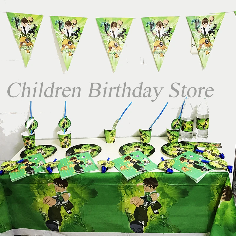 

95pcs/lot Ben 10 theme disposable party tableware party decorations Ben 10 disposable tableware sets Ben 10 plates cups