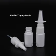 50 шт. x 10cc превосходные белые пластиковые носовые бутылки туман спрей ПЭТ бутылки 10 мл пустой нос фармацевтическая распылитель с белая крышка