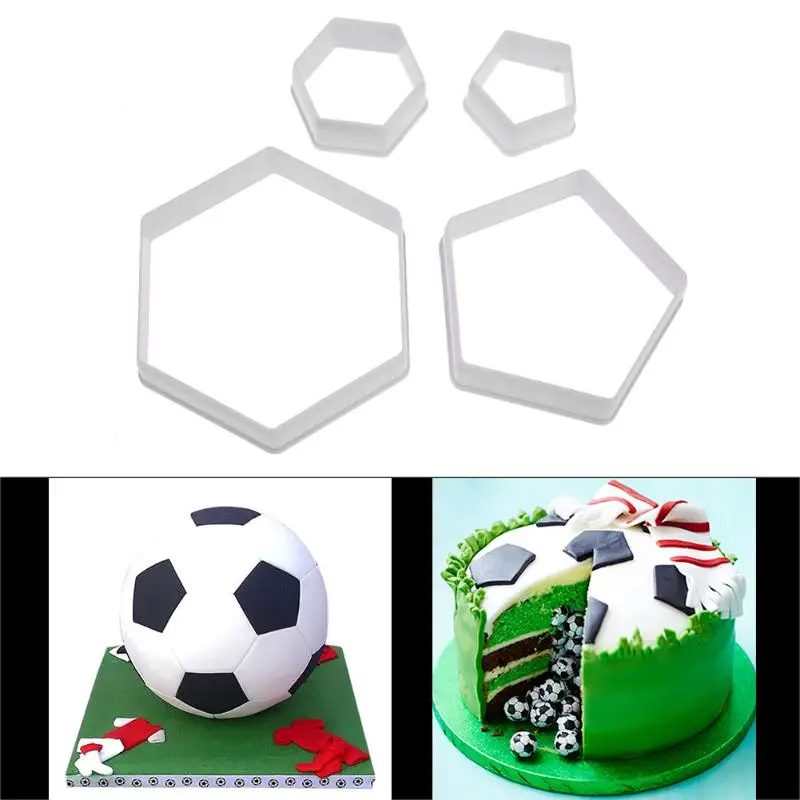 

4pcs Cake Mold Sugarcraft Footbal Plastic Fondant Cutter Cake Mold Chocolate Mould DIY Cake Decorating Tools Kitchen Baking Tool