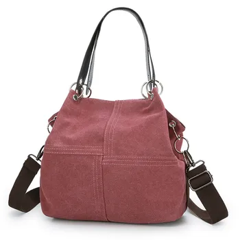 

Fashion Women Leather Handbags Girl Outdoor Canvas Pure Color Shoulder Bag Women Purses And Handbags Travel Bag
