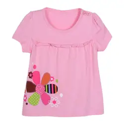 Футболка для маленьких девочек с цветочным принтом короткие футболки для девочек летние детские детская одежда верхняя одежда с круглым