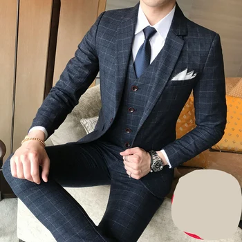 Jacket Pant Vest Luxury Men Wedding Suit Male Casual Blazers Slim Fit Suits For Men Costume