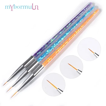 

3Pcs Nail Art Brush Drawing Line Painting Carving Pen 7/9/11mm Crystal Rhinestones Handle Manicure Nail Art Decoration Tool Kit