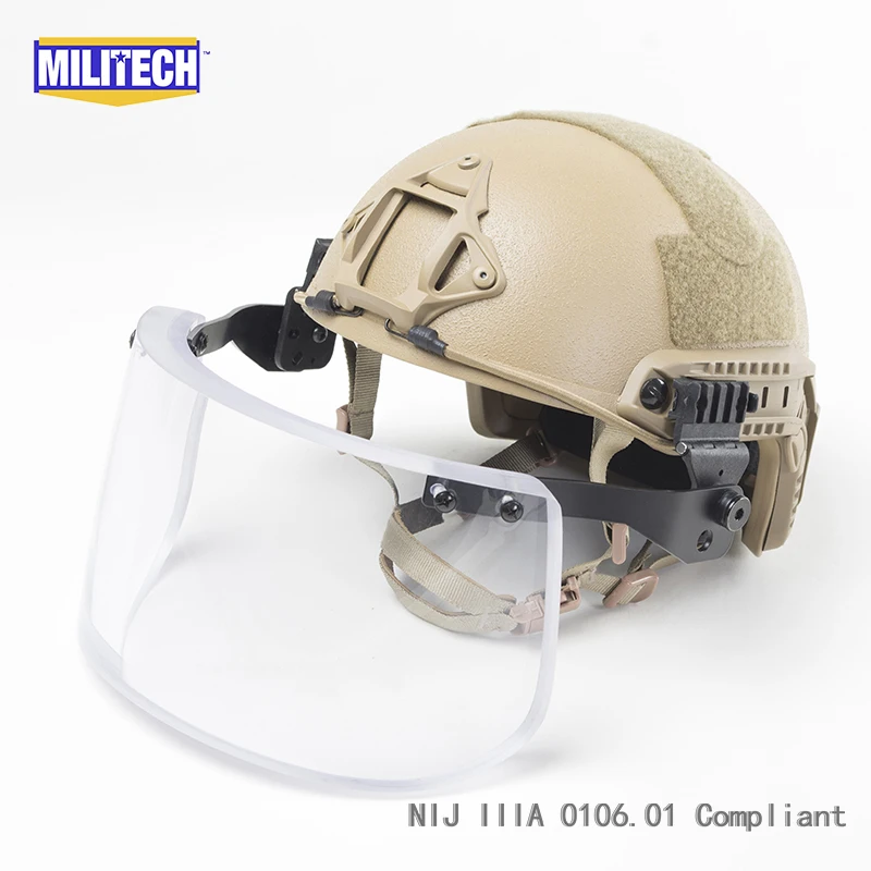 MILITECH Coyote Brown CB Deluxe NIJ IIIA 3A FAST Bulletproof Helmet and Visor Set Deal Ballistic Helmet Bullet Proof Mask Pack MILITECH Coyote Brown CB Deluxe NIJ IIIA 3A FAST Bulletproof Helmet and Visor Set Deal Ballistic Helmet Bullet Proof Mask Pack