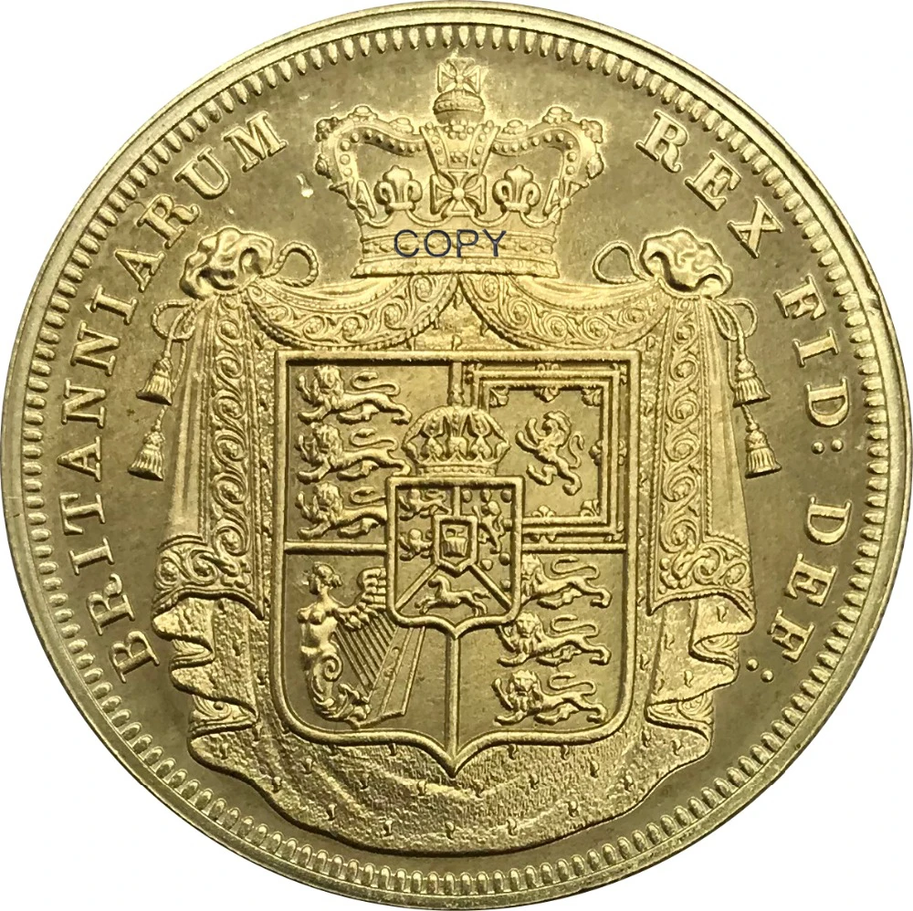 1826 Великобритания 5 фунтов Джордж IV Золотая монета латунь коллекционные имитация монеты