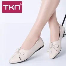 TKN/; весенние женские балетки на плоской подошве; обувь на каблуке; Лоферы без застежки из натуральной кожи с бантом; женские туфли-оксфорды; chaussure femme; 1190