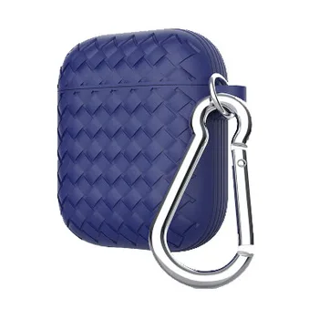 

Weave Silicone Protective Case For Wireless Apple AirPods Earphones Ultra Thin Cover With Carabiner iPhone in-ear Earphone Soli