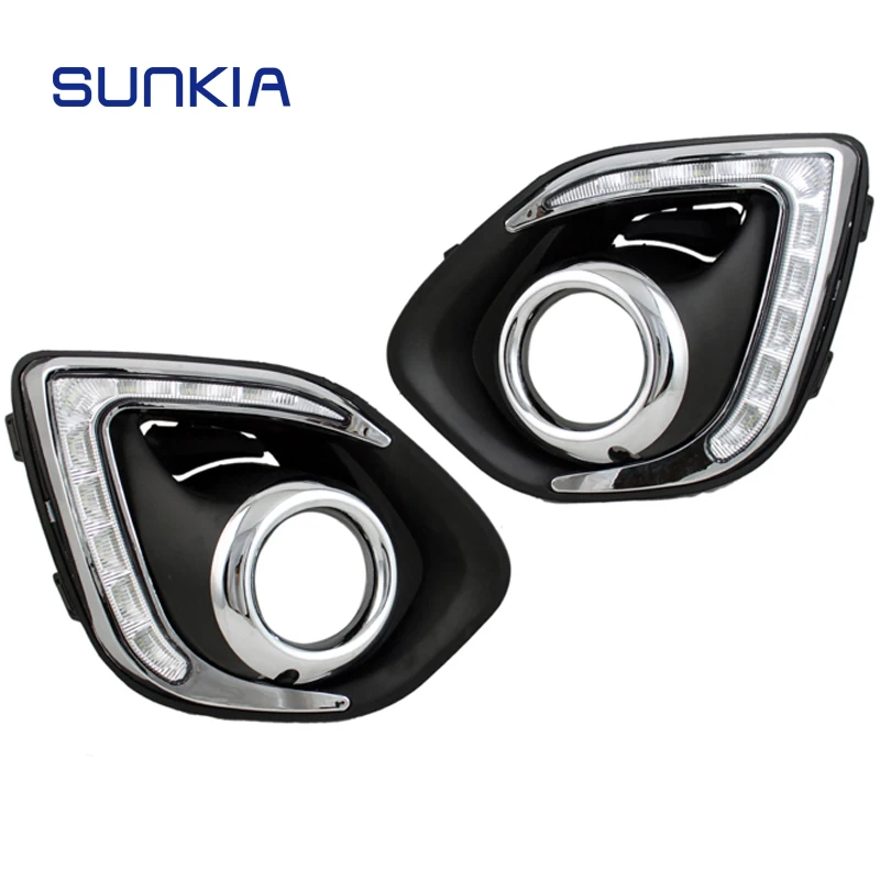 SUNKIA Car Styling Fog Lamp for Mitsubishi 2013 2014 2015 LED DRL Daytime Running Light Super Bright White with Turn Signal SUNKIA Car Styling Fog Lamp for Mitsubishi 2013 2014 2015 LED DRL Daytime Running Light Super Bright White with Turn Signal