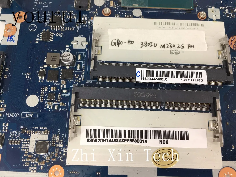 Yourui-placa-mãe Aclu3 Aclu4 Drive para Notebook Lenovo Wireless 3805u Cpu 2gb Funcionamento Adequado Placa-mãe para notebook - Imagem 2