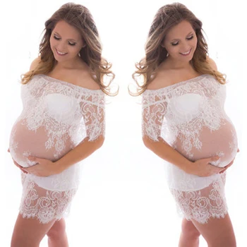 

2018 Hot Sale Maternity Photography Props Dress Sexy Maternity Lace Slip Dresses For Photo Shoot Fashion Pregnancy Dress M-XL