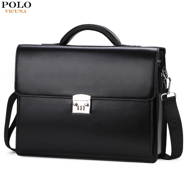 Vicuna Polo Luxury Famous Brand Pword Lock Leather Bag Men Vicuna Polo Luxury Famous Brand Pword Lock Leather Bag Men Briefcase Business Office Maleta
