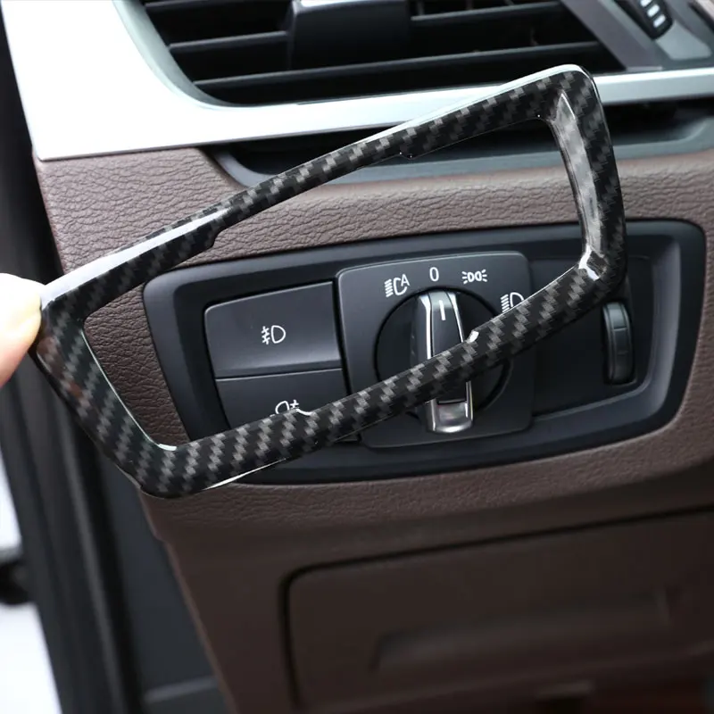 

Carbon fiber For BMW X1 F48 2016 2017 ABS Chrome Head light Headlight Switch Button Cover Trim Car Accessory For BMW X2 F47 2018
