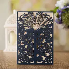 25 шт. синий белый бабочка цветок Лазерная резка, для свадьбы Пригласительные открытки персонализированные оригинальные конверты Свадебные приспособления для декора вечеринки