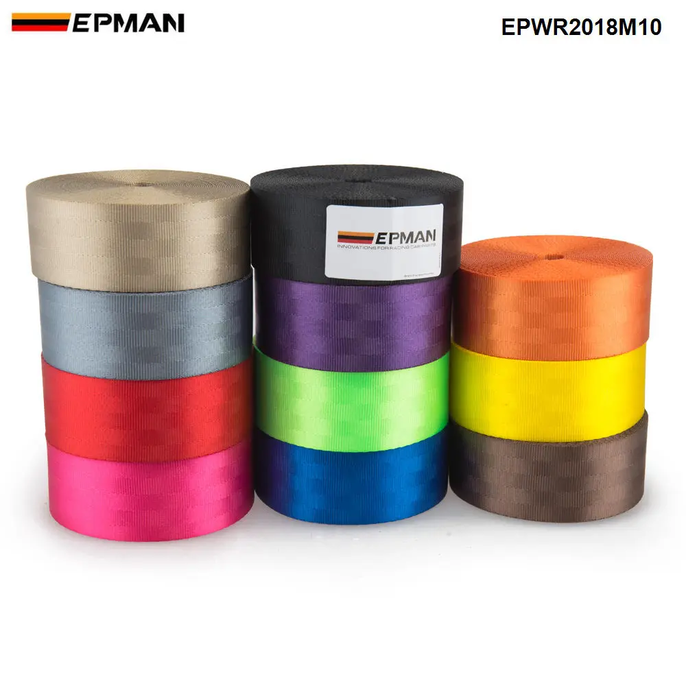 EPMAN L:10M Racing Seat Belt 4.8CM*10M Car Webbing Fabric Harness Safety Strap Webbing accessories EPWR2018M10