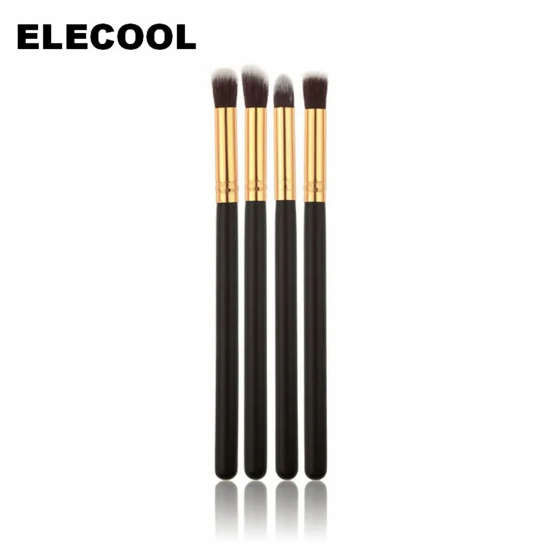 ELECOOL 10/4/1 шт набор кисточек для макияжа Maquillaje Profesional подводка для глаз губы нейлоновый инструменты для волос и макияжа Brochas Para Maquillaje - Handle Color: 4pcs black gold