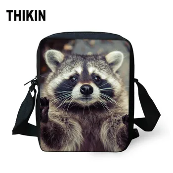 

THIKIN Cute Raccoons Printing Girls Crossbody Bags Mini Children Kids Messenger Bags Small Women Cross Body Shoulder Bags Custom