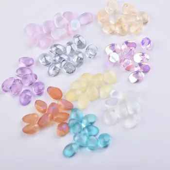 

New 6*8mm Tulip Petals Glass Beads Coloured Transparent Czech Glazed Beads for Diy Jewelry Making Hairpin Earring Findings 10pcs