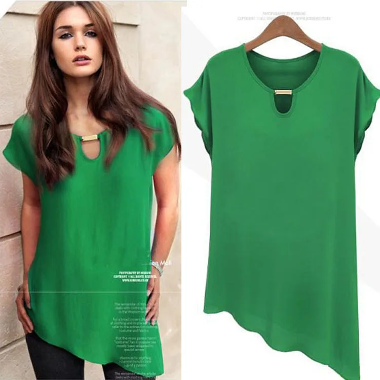 2015 Brand New Plus Size Chiffon Shirts Fashion Women Solid Casual Summer Blouse Butterfly Sleeves Blusas Femininas S-XXL Camisa |