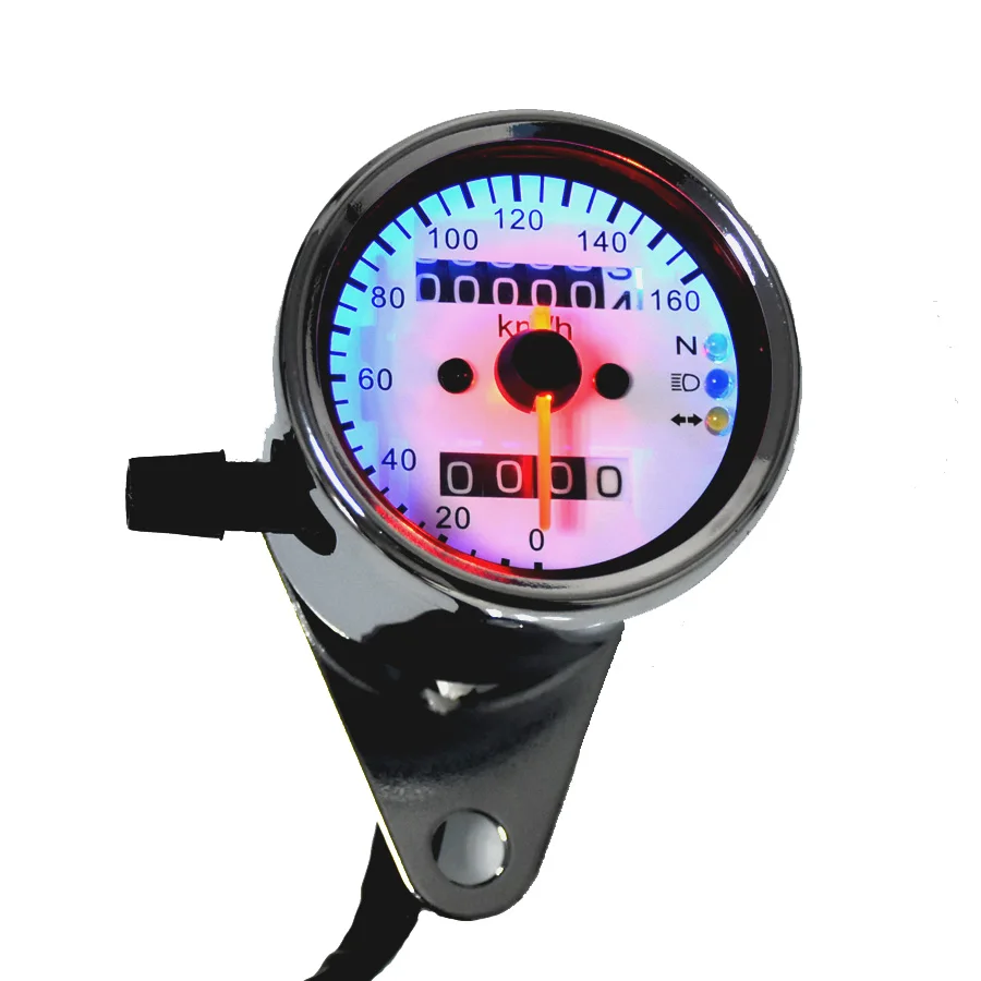 

Universal Motorcycle Speedometer Odometer Gauge ATV Bike Scooter Backlit Dual Speed Meter with LED Indicator DC 12V 0~160km/h