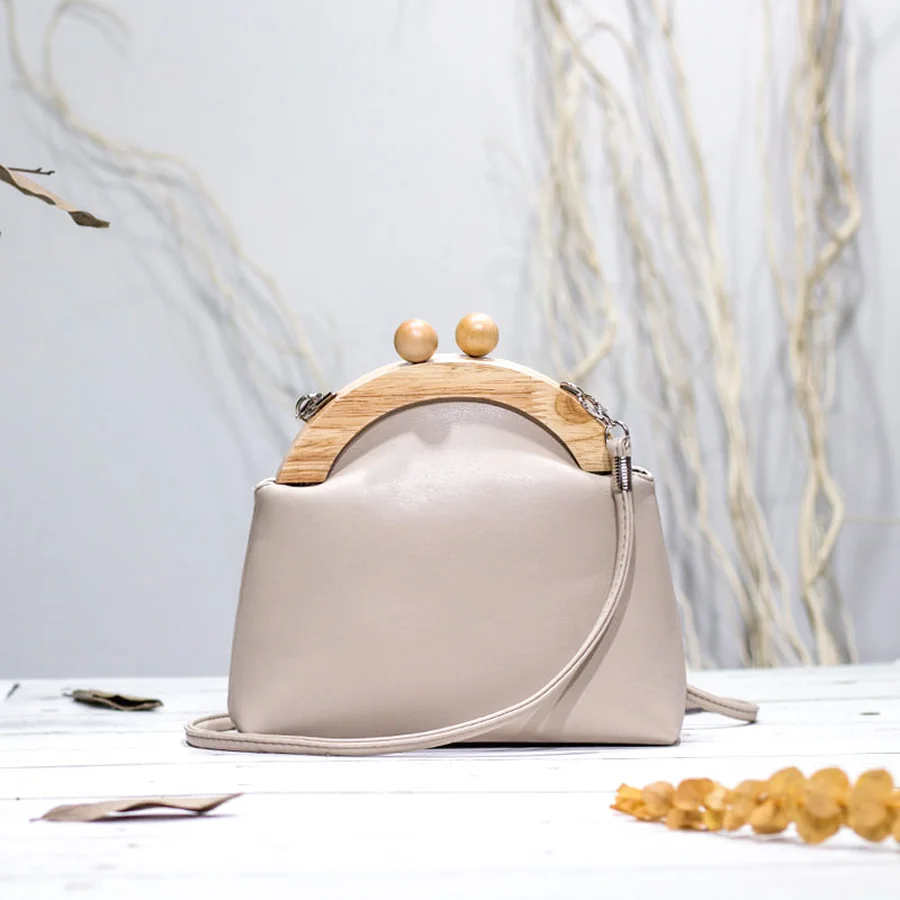 

Retro Wooden Clip Bags Luxury Women Bags Female Shoulder Messenger Bag Crossbody Bag Clutch Purse Box Handbag Bolso Femenino