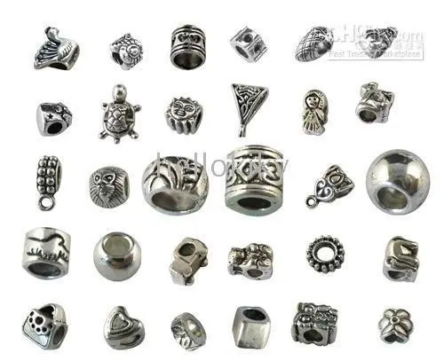 

450 PCS MIXED LOTS OF TIBETAN SILVER ANIMAL FLOWER ANGEL TUBE BEADS WITH BIG HOLE