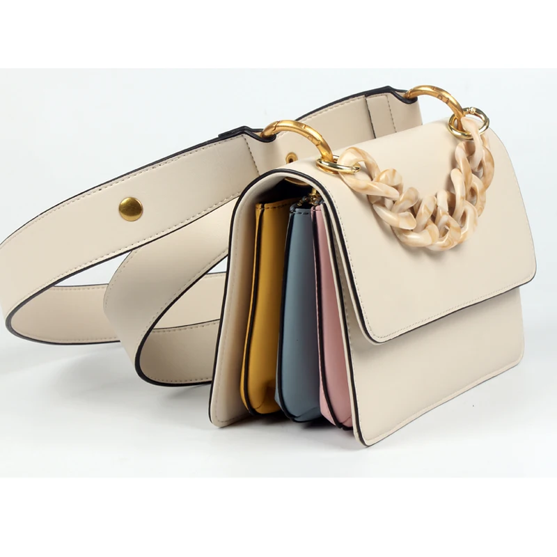 

2019 New Luxury Fashion High Quality Genuine Leather Women Purse and Handbags Casual Panelled Chain Shoulder Messenger Bags