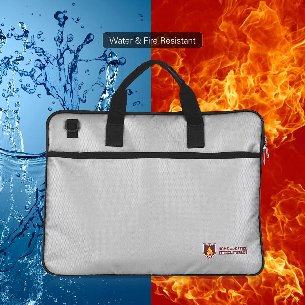 Fireproof Document Bag Organizer Silicon Coated Fire & Water Resistant
