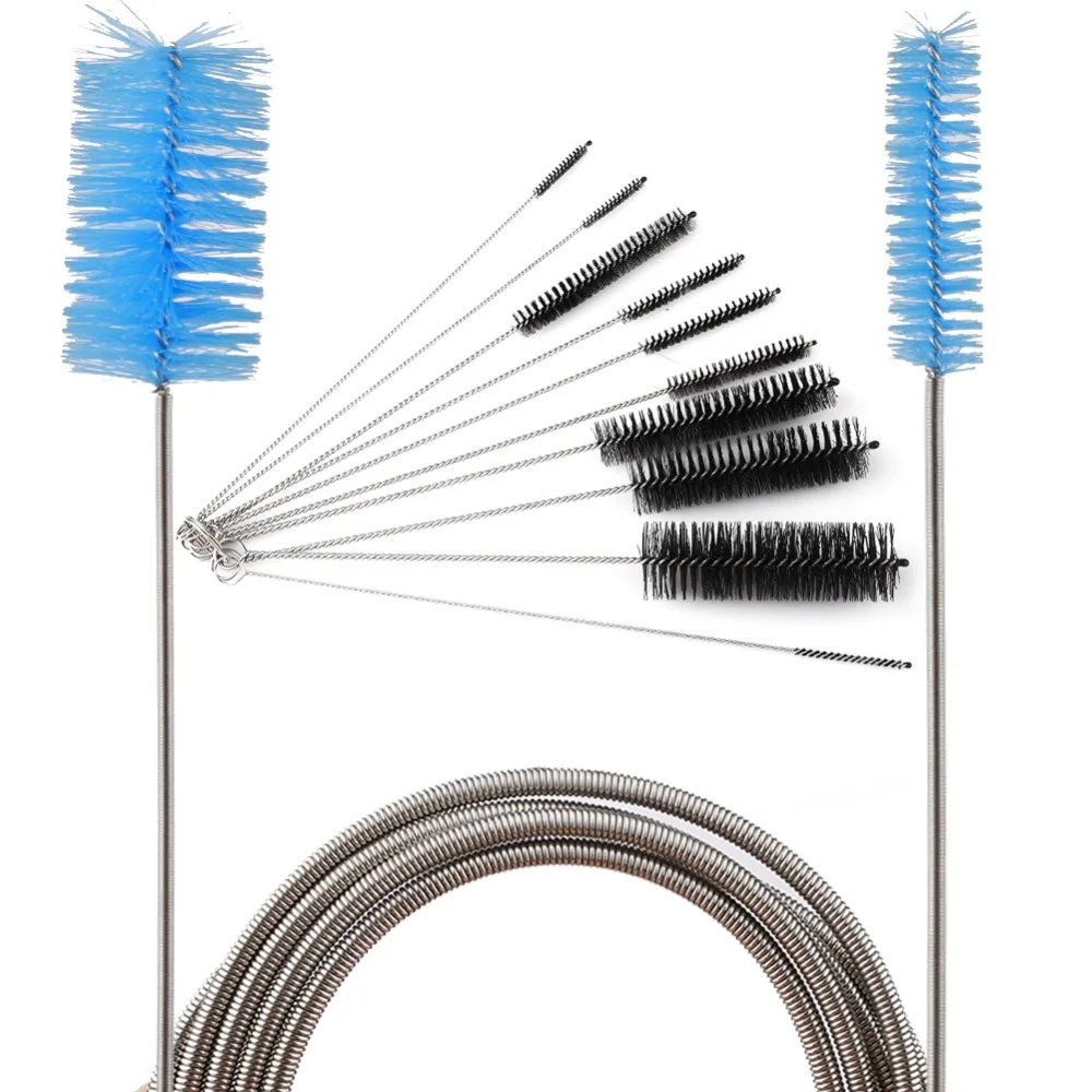 

11 Pcs Double Ended Hose Pipe Flexible Drain Brush Stainless Steel Cleaner for fish tank Bottle Cleaner Kits