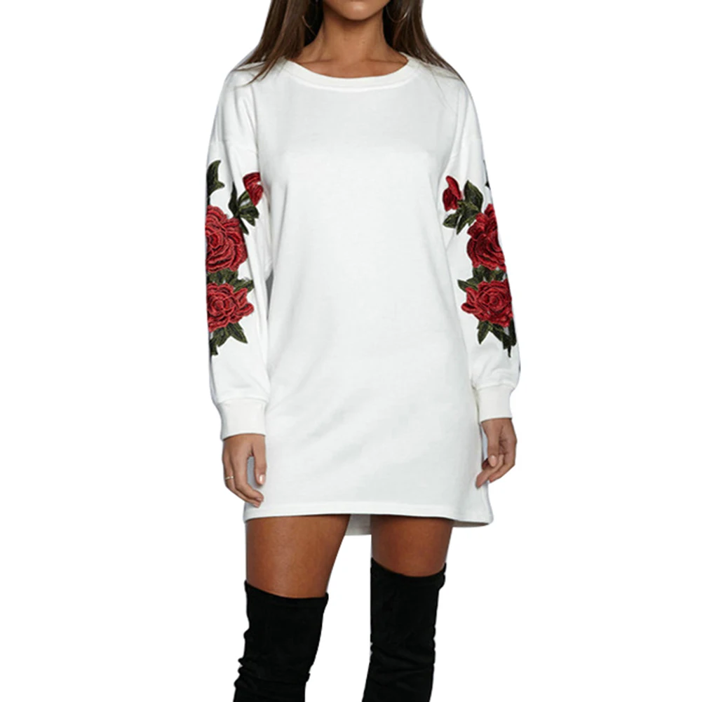 

Fashion Lady Embroidery Flower Winter Long Sleeve Jumper Pullover Sweatshirt Top