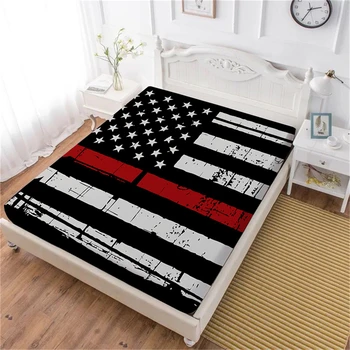 

Stars Stripes Flag Bed Sheet Red Blue American Flag Fitted Sheet King Queen Bedclothes Festival Gift Mattress Cover Home Decor