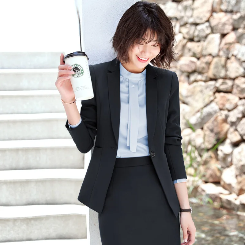 Business ladies suit 2019 new high quality fabric fashion solid color temperament office blazer women casual trouser suit