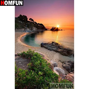 

HOMFUN Full Square/Round Drill 5D DIY Diamond Painting "Sunrise scenery" 3D Embroidery Cross Stitch 5D Home Decor A15962