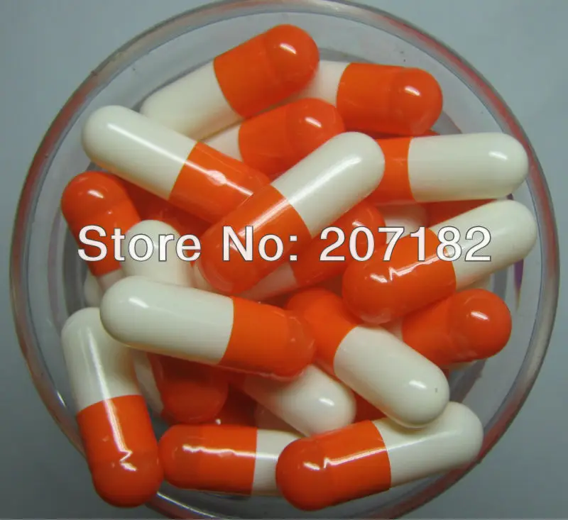 5000 шт./упак.) 0# оранжевый/белый цвет Жесткий желатин пустая капсула- крышка и корпус разделены