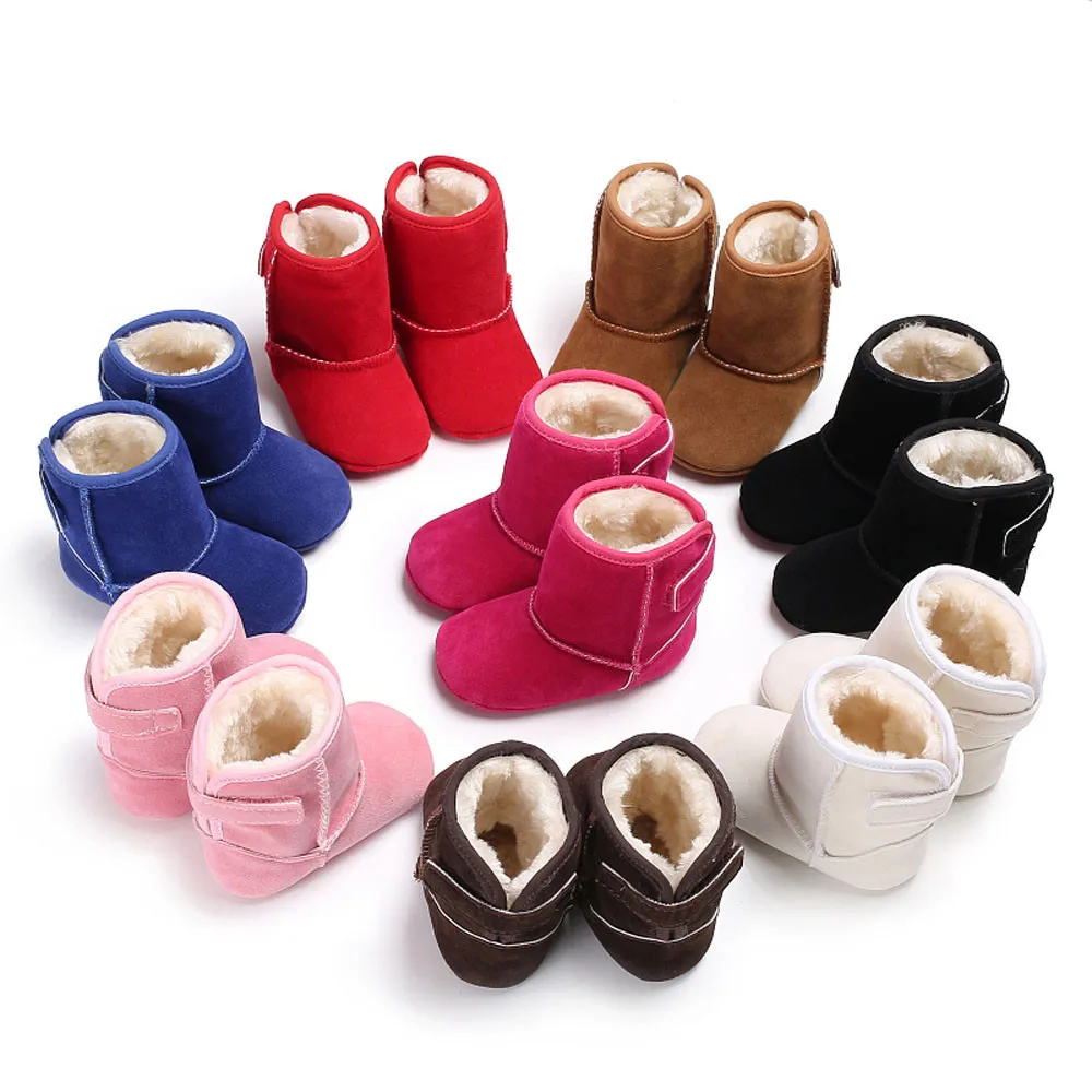 Зимняя обувь; 7 цветов; обувь для первых шагов; милая обувь для маленьких девочек и мальчиков; однотонная обувь с мягкой подошвой для снежной погоды из хлопка; Теплая Обувь для новорожденных; коллекция года; Прямая поставка; ST26