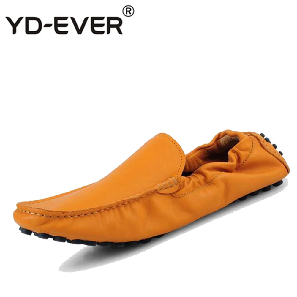 YD-EVER Casual Men Shoes Loafers High Quality Genuine Leather Fashion Breathable Male Slip on Light Shoes Men Flats Soft Shoes