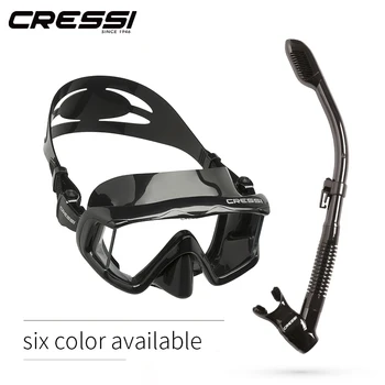 Cressi Swimming Diving Mask Snorkeling Scuba Snorkel Tempered Glass Three-Lens for Adults Pano3 Dry 2