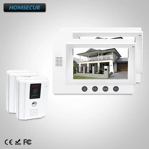 

HOMSECUR 7" Video&Audio Home Intercom with Outdoor Monitoring 2C2M for Apartment: TC011-W Camera (White)+TM701-W Monitor (White)