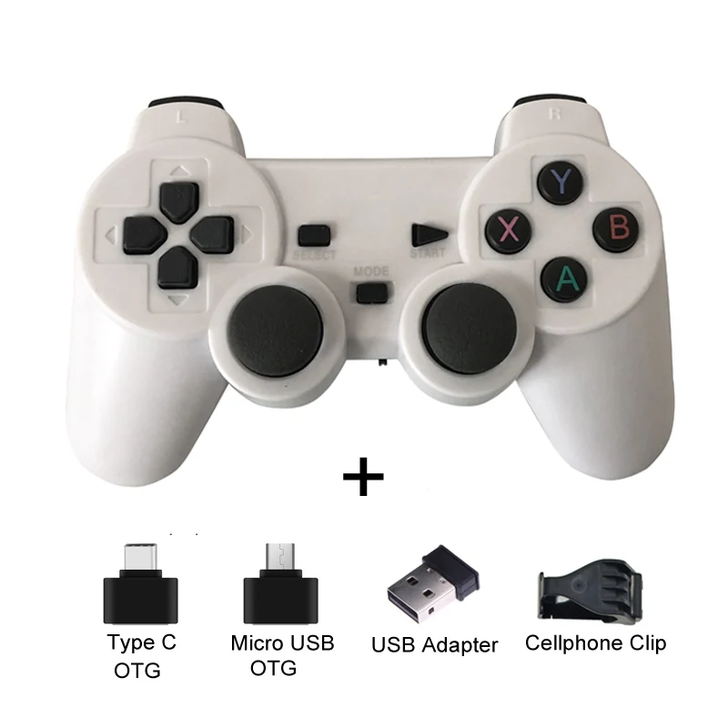 2,4G беспроводной геймпад для Android Phone/PC/PS3/tv Box Joypad игровой контроллер для Xiaomi смартфон игры - Цвет: White with Clip