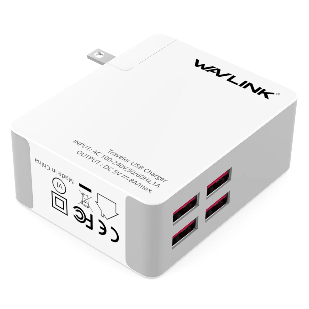 Wavlink Универсальный 2/4 порт путешественник USB зарядное устройство адаптер 40 Вт DC 5 В 8A с портом может заменяемый ЕС/США/Австралия/Великобритания Разъем для мобильного телефона