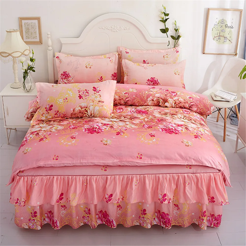 2019 جديد الطباعة مجاميع راحة الفراش الأسرة مجموعة تنورة نوم ورقة ستوكات أغطية المفرش غطاء لحاف المخدة 4 قطعة 2019 جديد الطباعة مجاميع راحة الفراش الأسرة مجموعة تنورة نوم ورقة ستوكات أغطية المفرش غطاء لحاف المخدة 4 قطعة