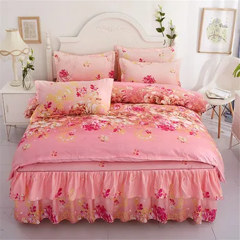 

Classic Comforter Bedding Sets Home Textile Non-slip Sheet Cover Bedroom Decor Flower Printing Bedspread Pillowcase ropa de cama