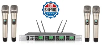 

4 x 50 Channelsdraadloos microfoon UHF Four Handheld Wireess Karaoke Microphone System