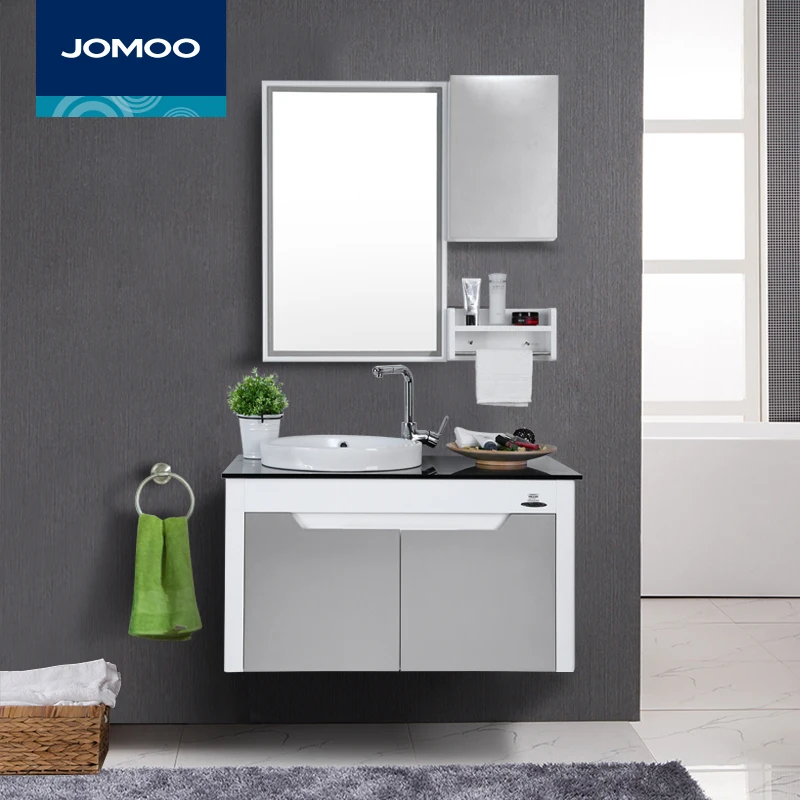 JOMOO الراقية الحمام بالباطل مع مرآة خزانة الذاتي التزجيج حوض منشفة رف PVC المواد وحدة حوض عصريّة للحمّام JOMOO الراقية الحمام بالباطل مع مرآة خزانة الذاتي التزجيج حوض منشفة رف PVC المواد وحدة حوض عصريّة للحمّام
