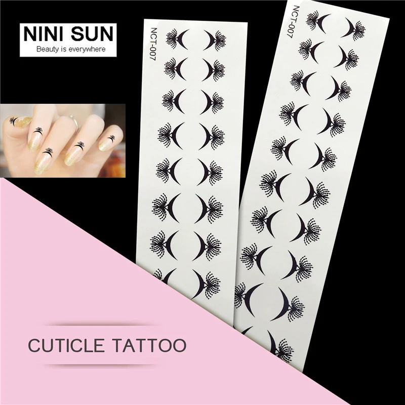 Cuticle Tattoo Nail Art Stickers Water Transfer Temporary Decals Lace