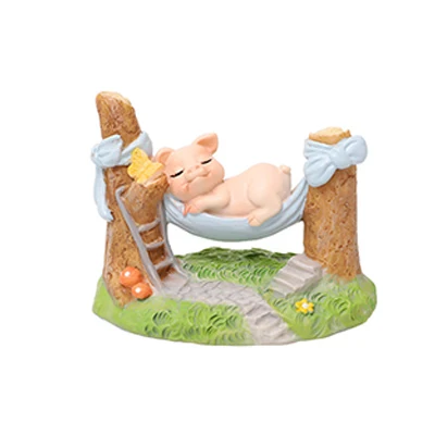 Creative Sleeping Pig Model Figurines Cute Pig Resin Crafts Cartoon Miniature Home Decoration Garden Accessories Birthday Gifts - Цвет: D-AS-PICTURE