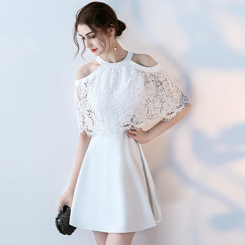 Белое простое платье Vestidos De Fiesta De Noche вечерние платья принцессы короткое вечернее платье трапециевидной формы Robe De Soiree ES2368 - Цвет: Белый