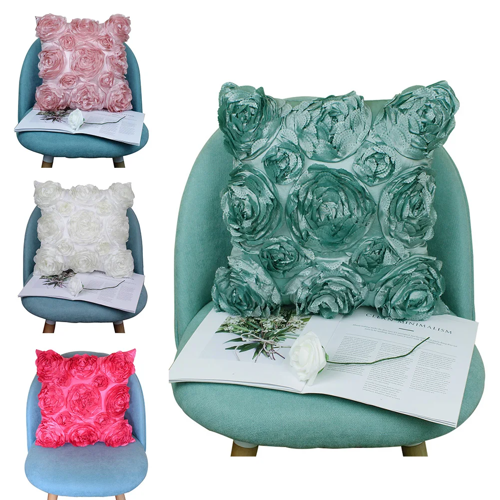 42x42 سنتيمتر المنزل غير مرئية سستة مكتب سيارة غطاء وسادة مربع الشكل 3D أريكة الزخرفية الورود المطرزة نوم كرسي الأوروبية نمط