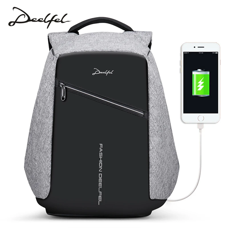 

Deelfel Men Backpack15.6 inches Laptop Backpacks External USB Charge Backpack Computer Bag Large Capacity Women Bag Waterproof