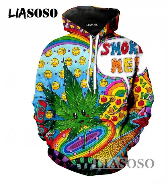 LIASOSO Men/Women Harajuku Pullover Hoodies 3D Print Smoke