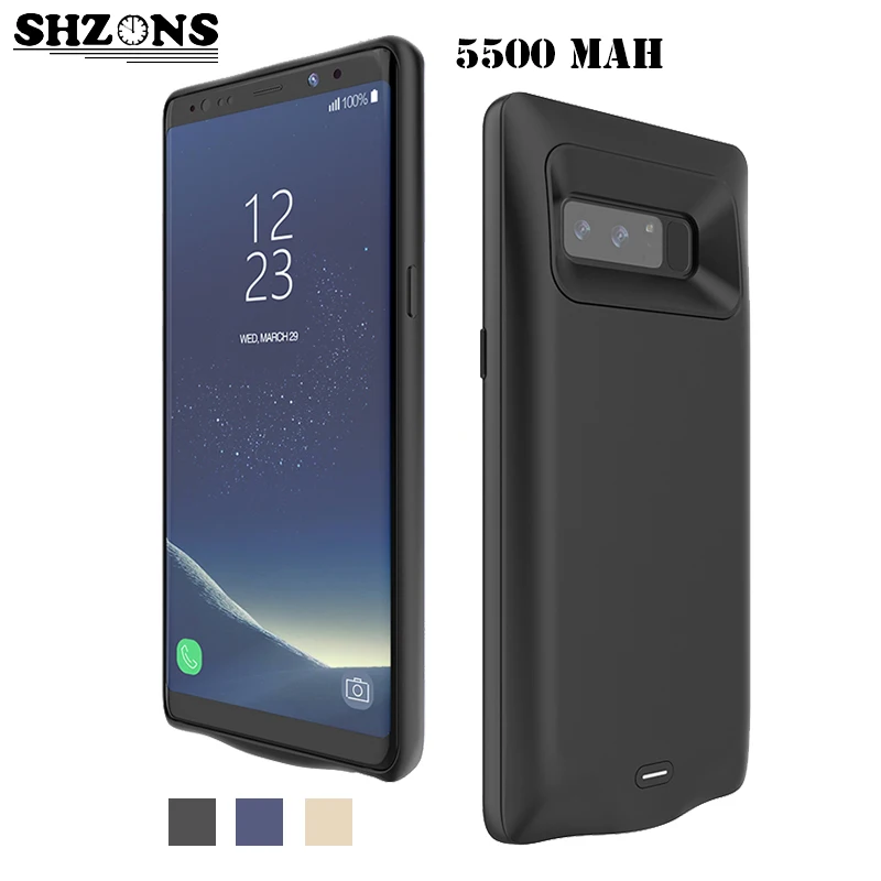 

SHZONS 5500mAh Cell Phones Unicorn Charger For Samsung Note 8 Powerbank External Battery Charger Case With Back Clip Protection